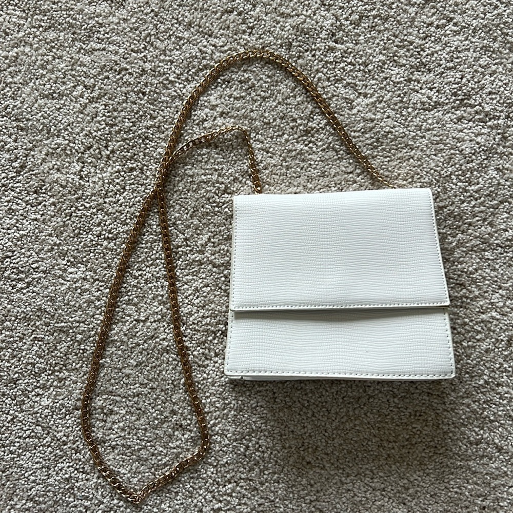 Small Billini White Purse With Gold Chain